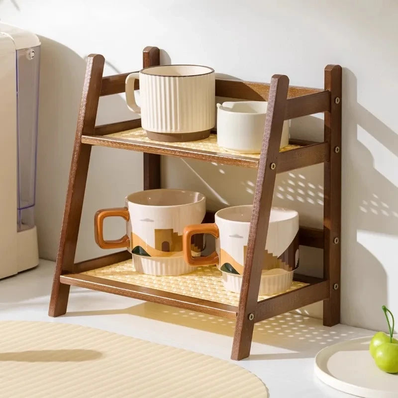 Two-Tier Bamboo Countertop Organizer